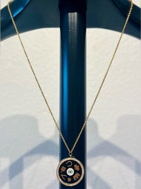 Tai Gold Tone Evil Eye Good Luck Elephant Medallion Pendant Necklace